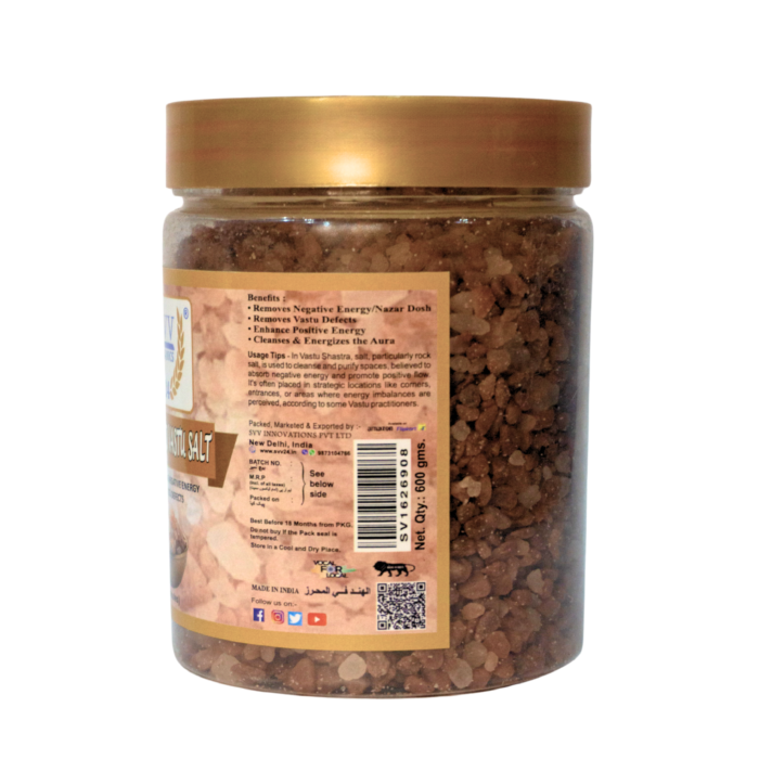 Energised Vastu Salt | Himalayan Pink Rock Salt | For Positivity & Clearing negative energies | Svv Organics 24 | (Pack of 1 – 600gm)