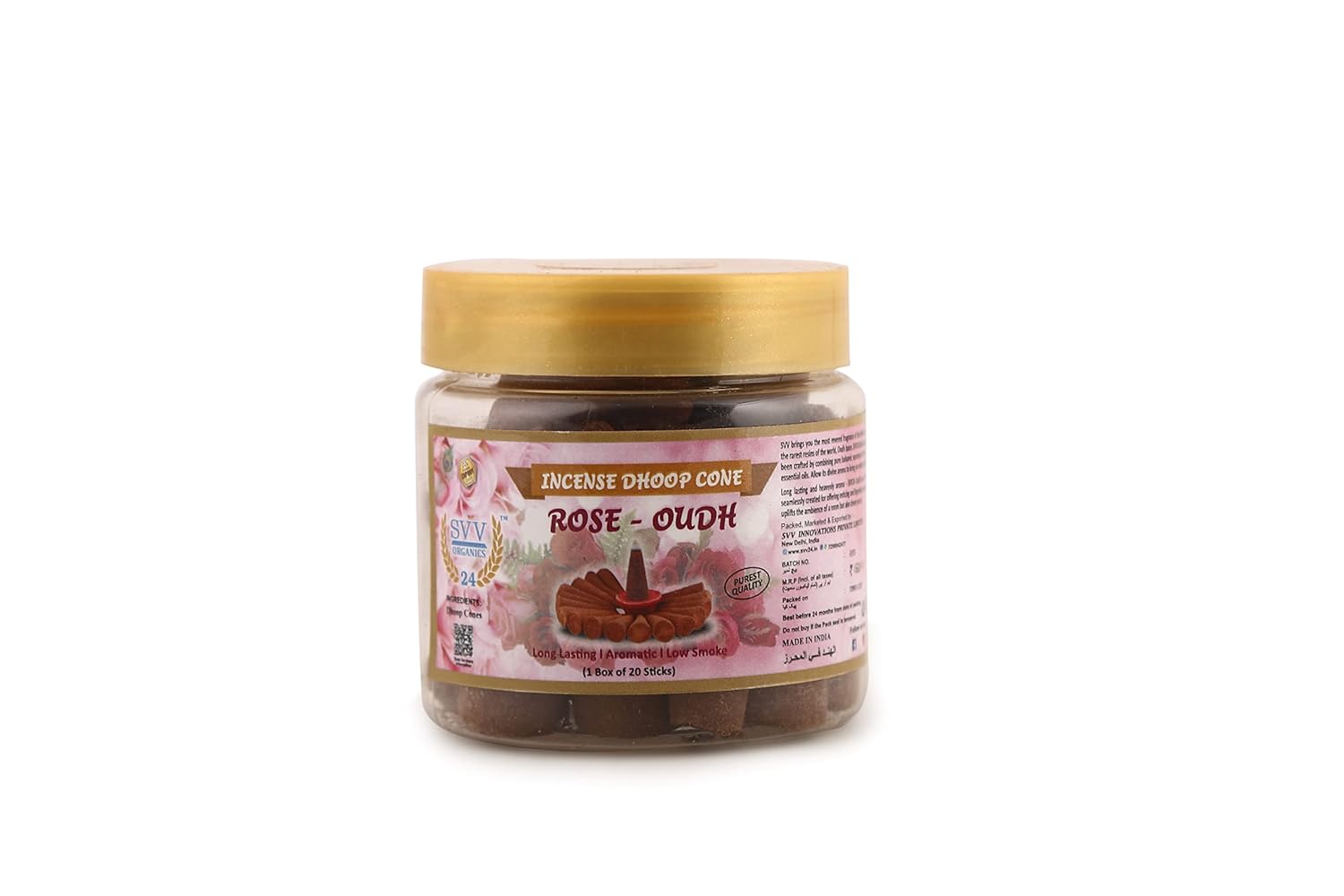 SVV24 Oudh Dhoop Cone Rose Incense | Premium and Long Lasting Aroma Dhoop Cone for Puja | (Pack of 20 Cones)