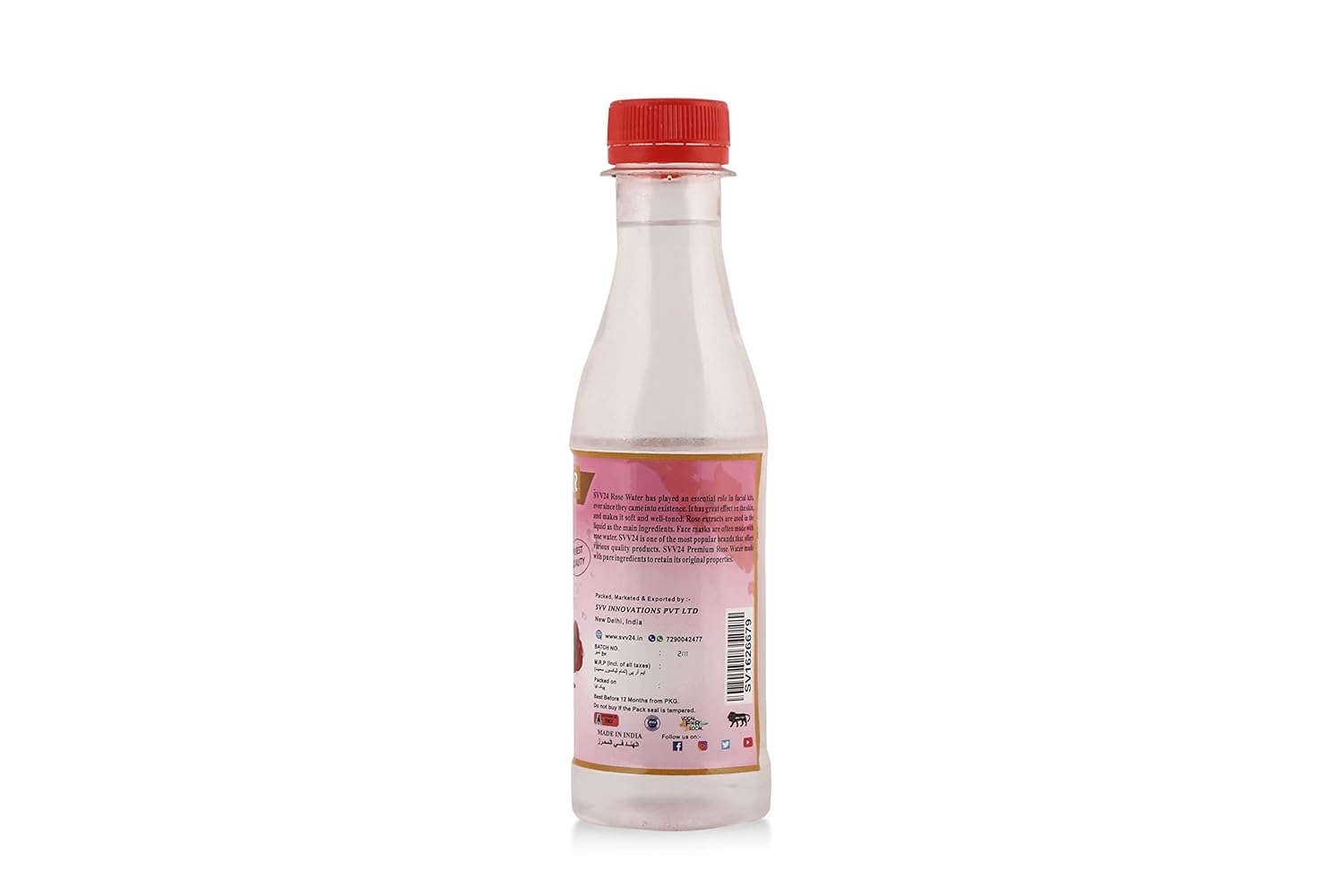 SVV24 Rose Water | Rose Water for Face | Pure Rose Water With No Paraben (Pack of 1-200ml)