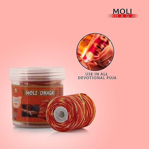 SVV24 Moli Dhaga | Kalawa for Puja | Sacred Pooja Cotton Thread | Moli Dhaga Roll (Pack of 1 roll)