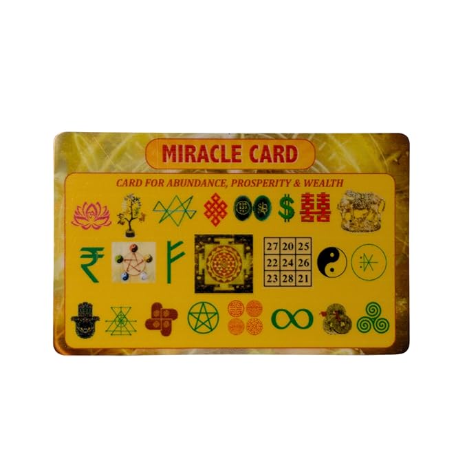 Miracle Card | For Abundance, Health, Wealth, Success & Prosperity | Svv Organics 24 | Combination of Auspicious Symbols & Angel Numbers | Atm shaped Card |