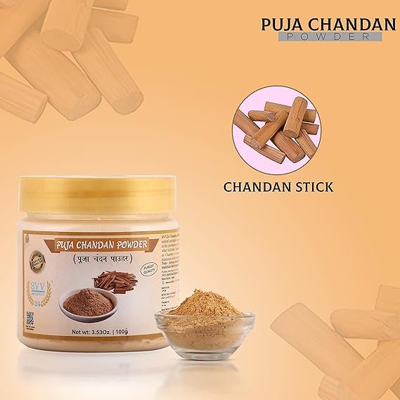 SVV24 Puja Chandan Powder | Sandalwood Dry Powder for Pooja (Pack of 1-100g)