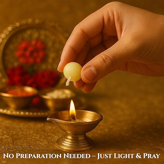 SVV24 Cow Ghee Batti for Pooja | 100% Pure and Natural Cow Ghee Diya Batti 20 min Burning Time | (Pack of 100 Wicks)